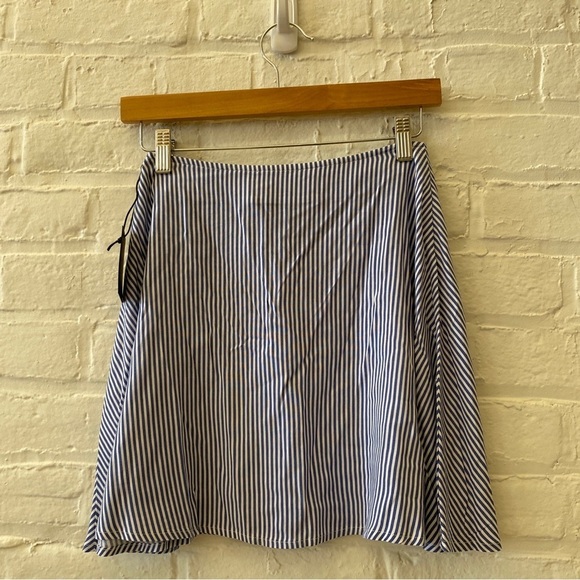 Vanessa Mooney || Celia Bustier Crop Top Button Mini Skirt Set Blue Stripe S NWT - Picture 6 of 10